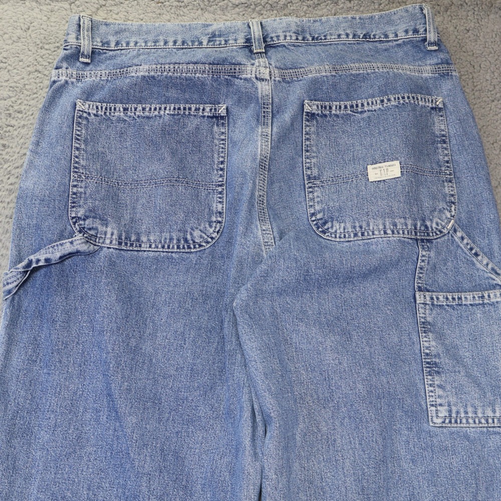 Gap Industrial Standard Mens Carpenter Jeans Blue Denim Workwear 36x34 - Picture 10 of 12
